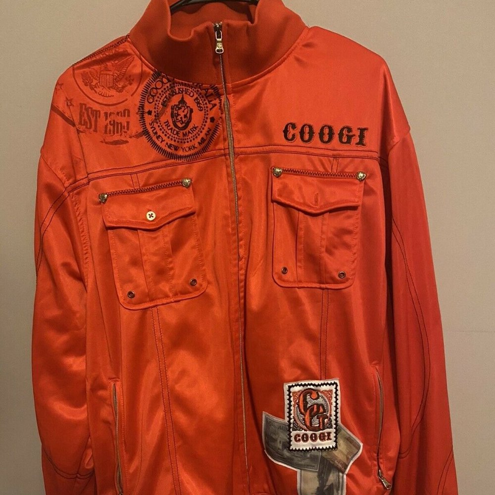 Coogi Men’s Track Jacket Size XL Embroidered Orange.